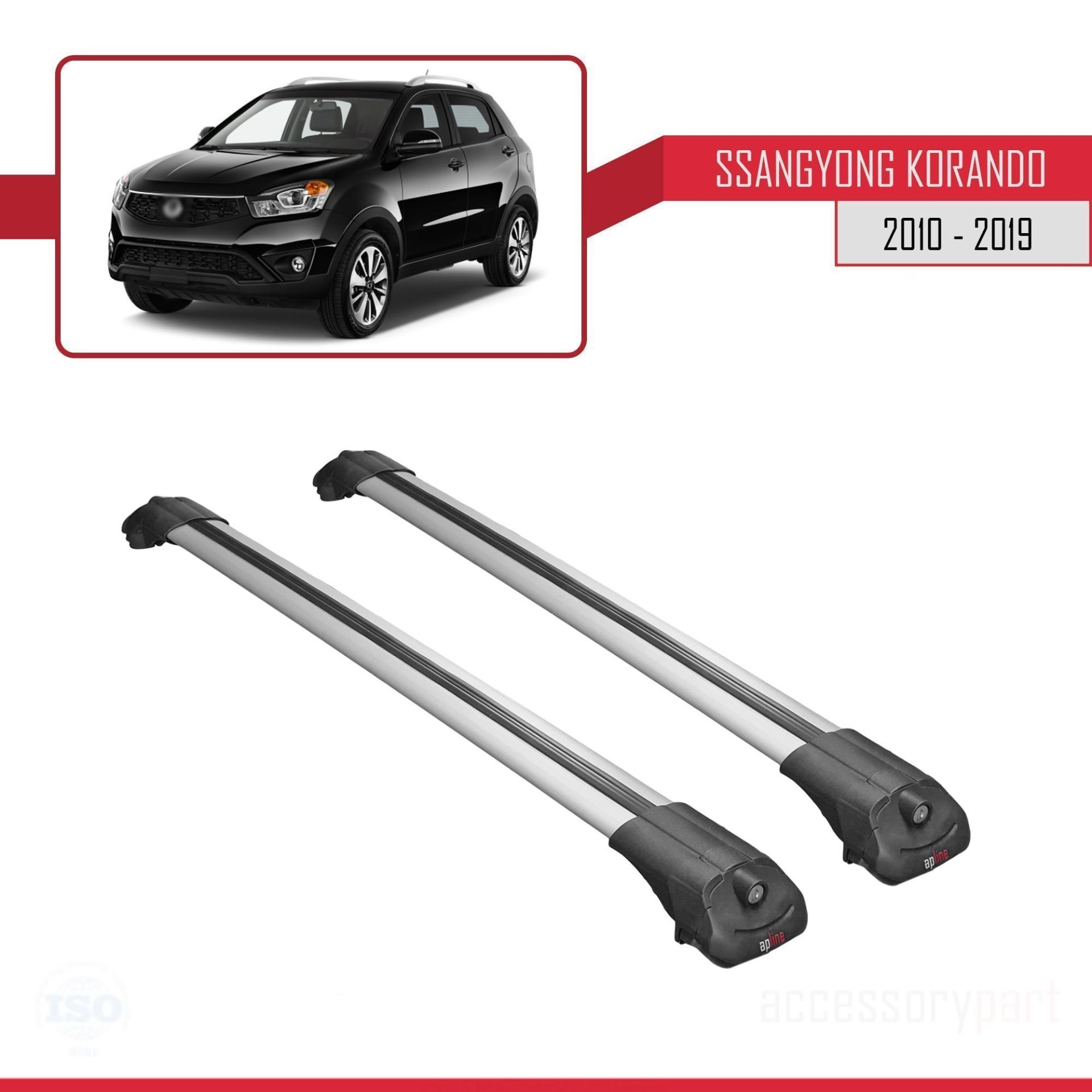 Ssangyong Korando (C) 2010-2019 Arası ile uyumlu ACE-1 Ara Atkı Tavan Barı GRİ