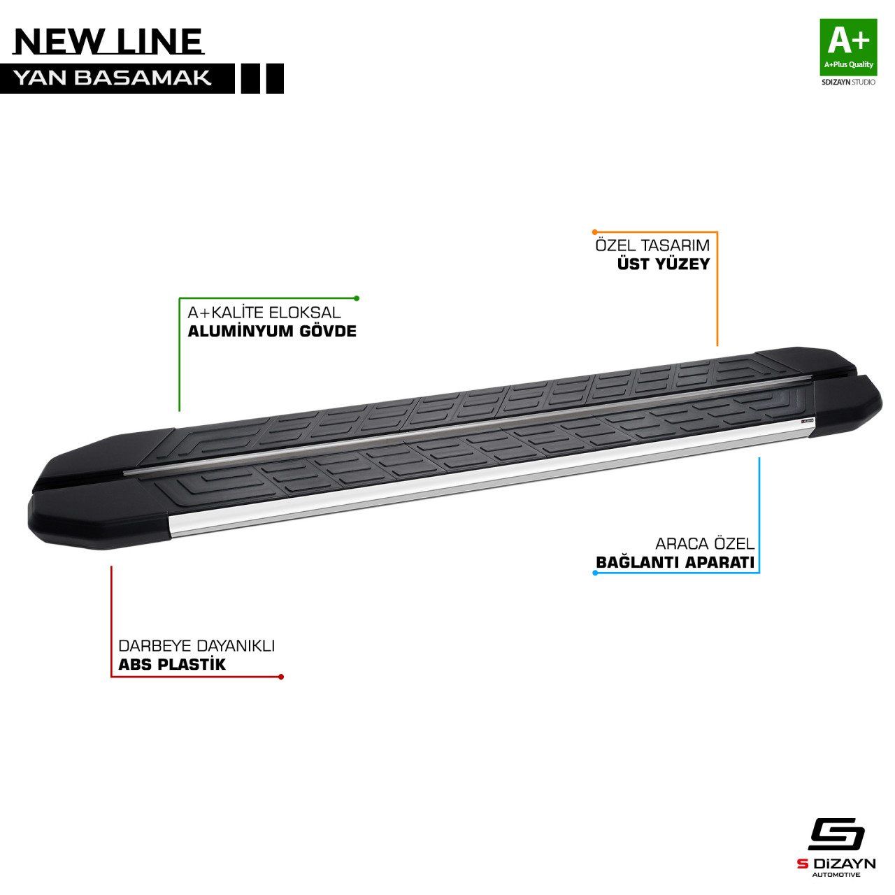 Volkswagen Transporter Uyumlu T6 Kısa Şase Newline Krom Yan Basamak 213 Cm 2015-2019