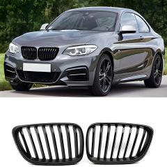 S-Dizayn Bmw 2 Serisi F22 Ön Panjur Böbrek Parlak Siyah Piano Black Düz Model 2014-2017