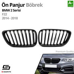 S-Dizayn Bmw 2 Serisi F22 Ön Panjur Böbrek Parlak Siyah Piano Black Düz Model 2014-2017