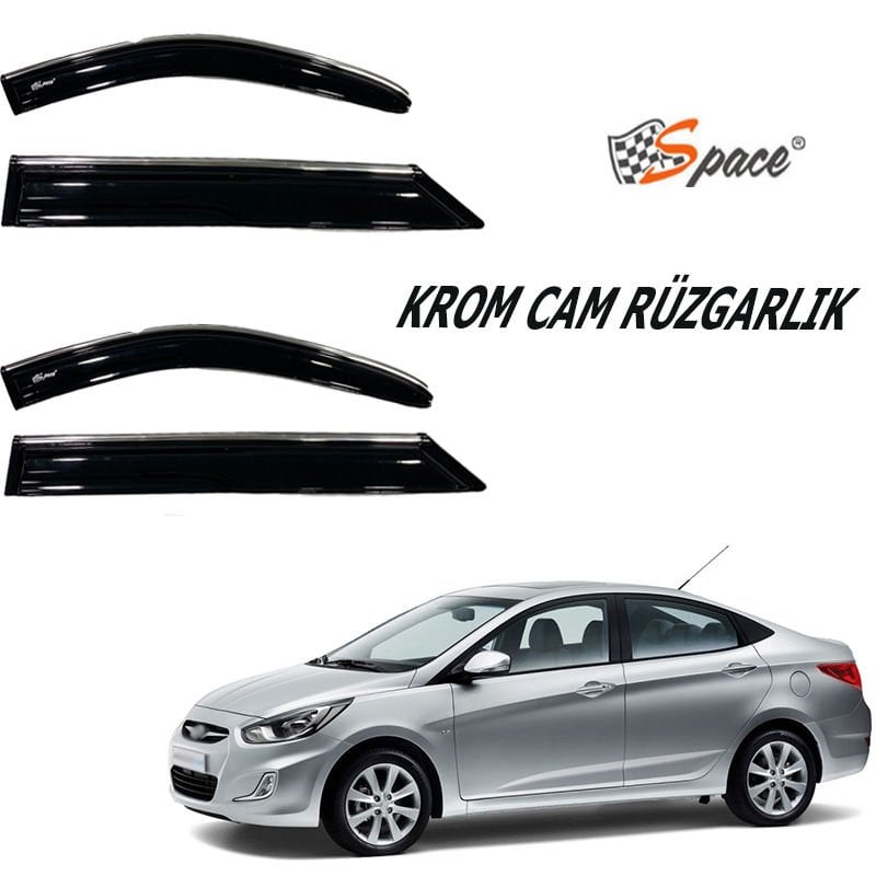Krom Cam Rüzgarlığı 1.Mm Hyundai Accent Blue 2012- 4 Lü / Caru440