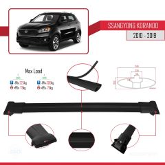 Ssangyong Korando (C) 2010-2019 Arası ile Uyumlu FLY Model Ara Atkı Tavan Barı SİYAH 3 ADET BAR