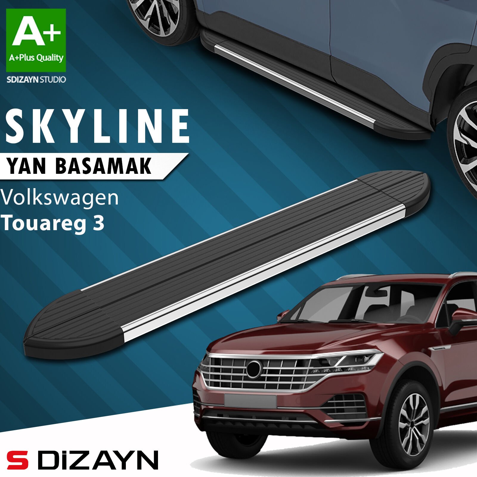 S-Dizayn VW Touareg 3 Skyline Krom Yan Basamak 193 Cm 2018 Üzeri A+ Kalite