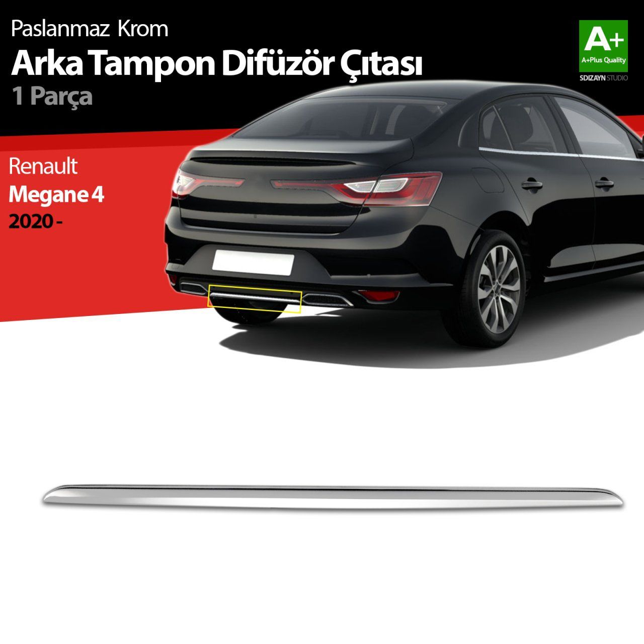 Renault Megane Uyumlu 4 Krom Arka Tampon Difüzör Çıtası 2020 Üzeri