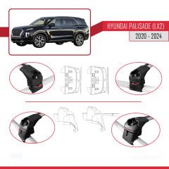 Hyundai PALISADE (LX2) 2020 ve Sonrası ile uyumlu ACE-2 Ara Atkı Tavan Barı GRİ