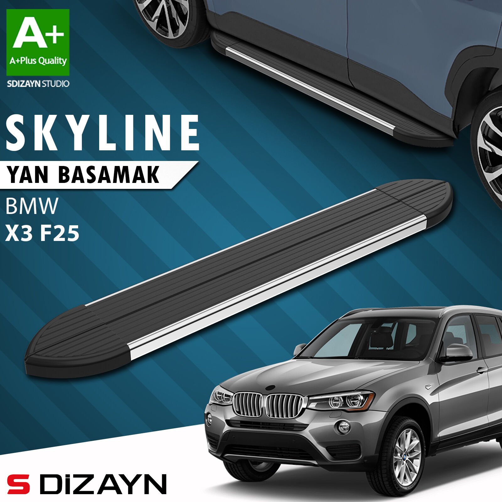 S-Dizayn Bmw X3 F25 Skyline Krom Yan Basamak 193 Cm 2010-2017 A+ Kalite