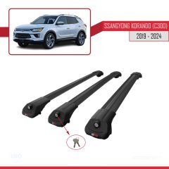 Ssangyong Korando (C300) 2019 ve Sonrası ile uyumlu ACE-1 Ara Atkı Tavan Barı SİYAH 3 ADET BAR