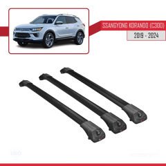 Ssangyong Korando (C300) 2019 ve Sonrası ile uyumlu ACE-1 Ara Atkı Tavan Barı SİYAH 3 ADET BAR