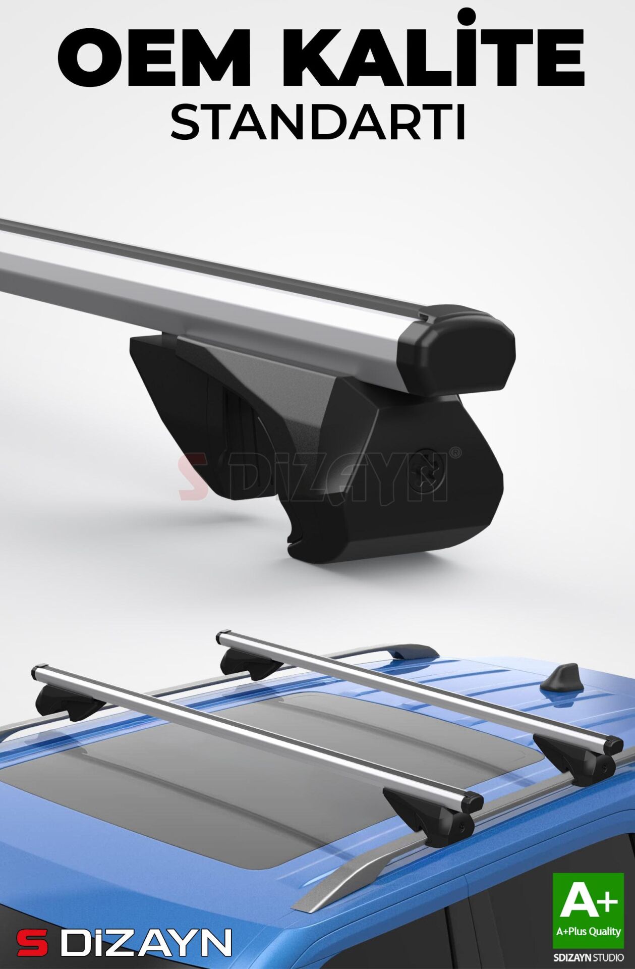 S-Dizayn VW T-Roc S-Bar Atlas V1 Ara Atkı Tavan Taşıyıcı Barı Gri 130 Cm 2019 Üzeri A+ Kalite