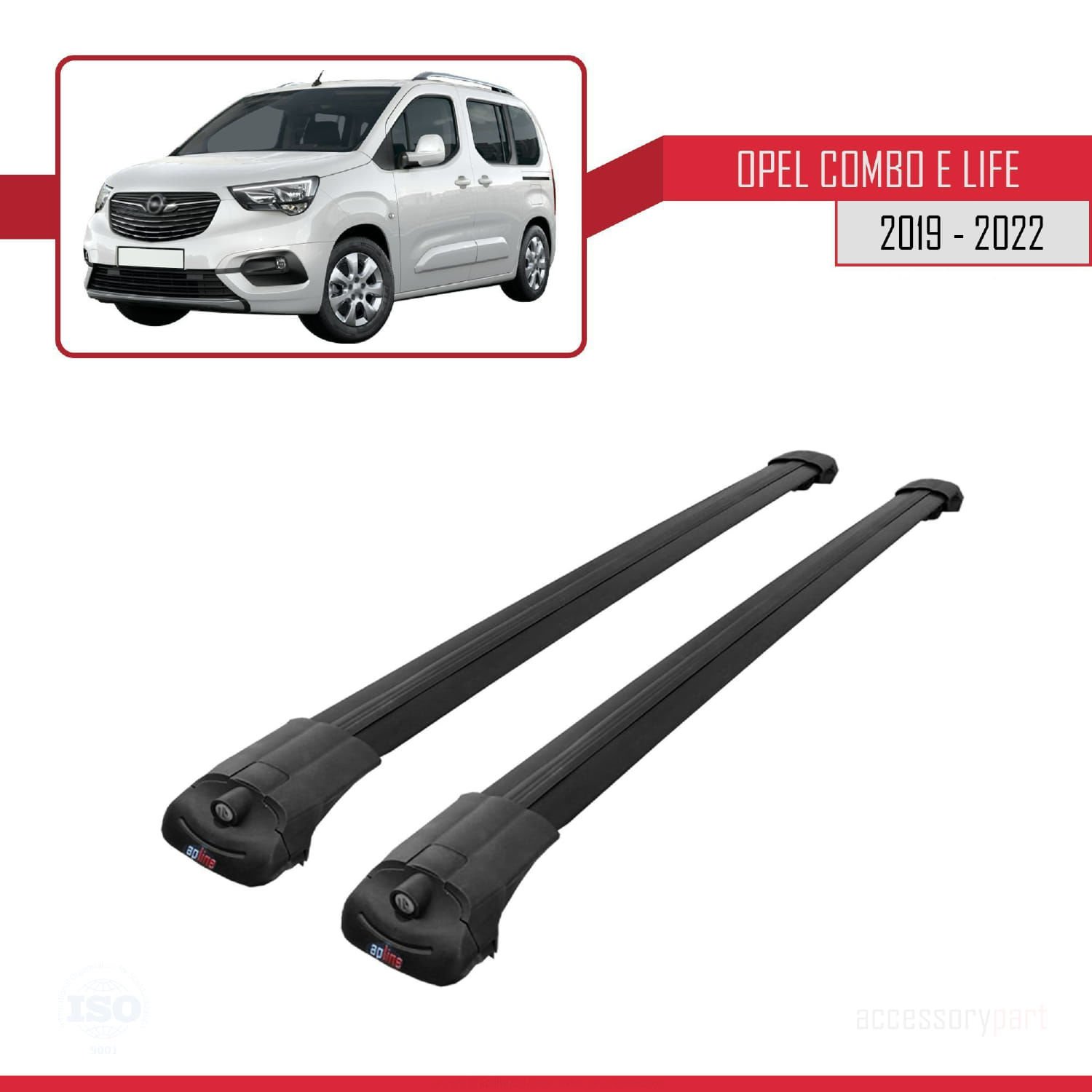 Opel Combo (E) PANELVAN 2019-2022 Arası ile uyumlu ACE-1 Ara Atkı Tavan Barı SİYAH