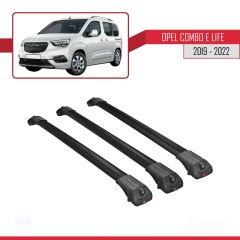 Opel Combo (E) PANELVAN 2019-2022 Arası ile uyumlu ACE-1 Ara Atkı Tavan Barı SİYAH 3 ADET BAR