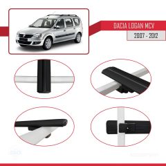Dacia Logan MCV 2007-2012 Arası ile uyumlu Basic Model Ara Atkı Tavan Barı SİYAH 3 ADET