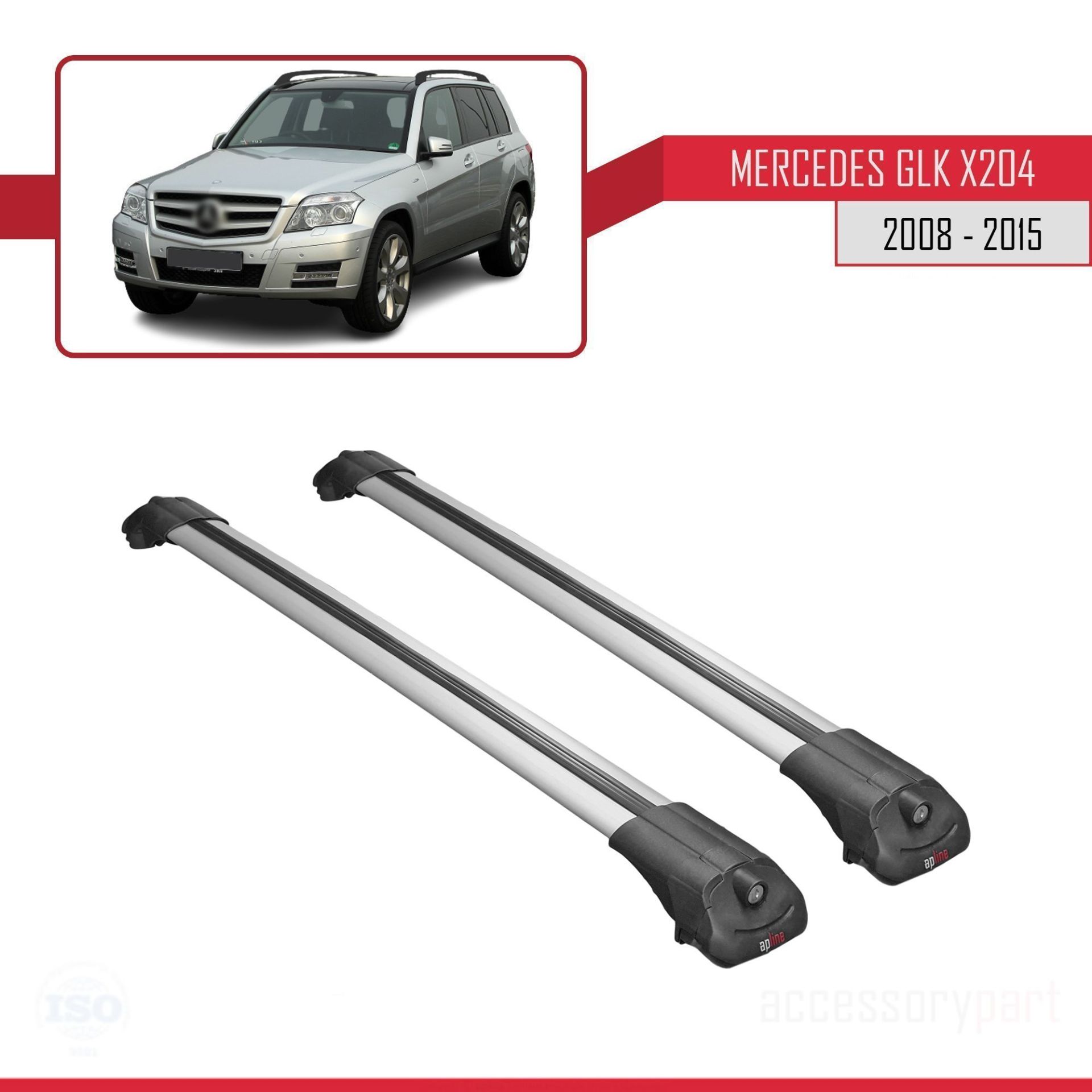 Mercedes GLK Class (X204) 2008-2015 Arası ile uyumlu ACE-1 Ara Atkı Tavan Barı GRİ