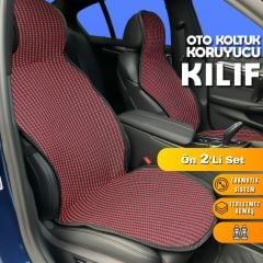 Chevrolet Camaro Uyumlu Koltuk Kılıfı Minder Çizgili Siyah Kırmızı 2+1 Ön Arka Set