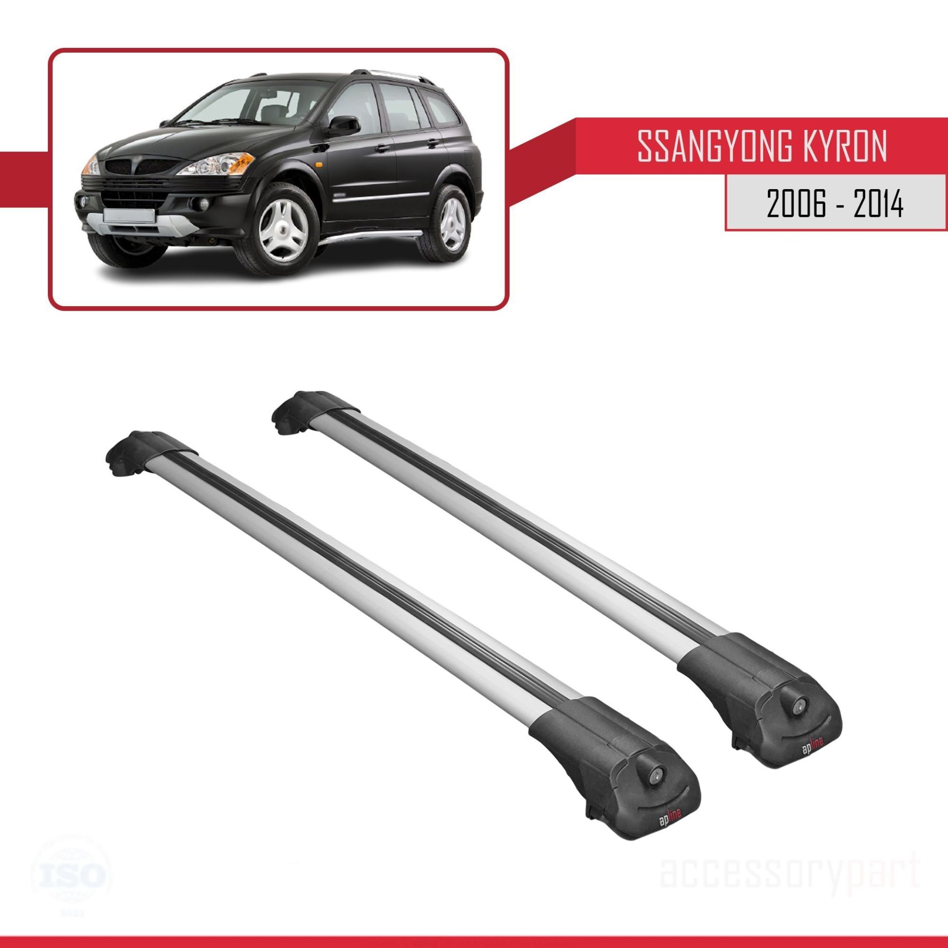 Ssangyong Kyron 2006-2014 Arası ile uyumlu ACE-1 Ara Atkı Tavan Barı GRİ