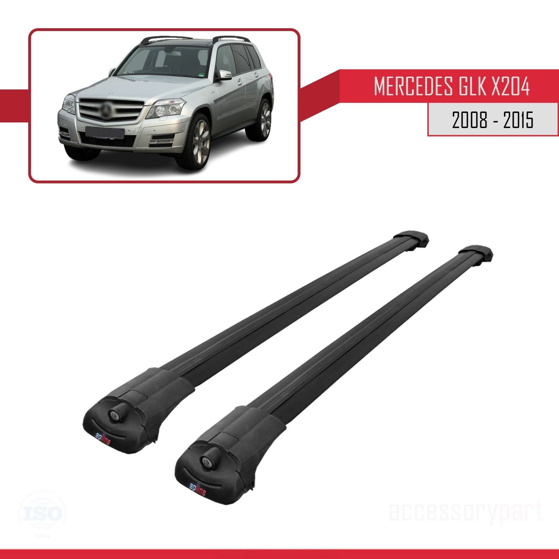 Mercedes GLK Class (X204) 2008-2015 Arası ile uyumlu ACE-1 Ara Atkı Tavan Barı SİYAH