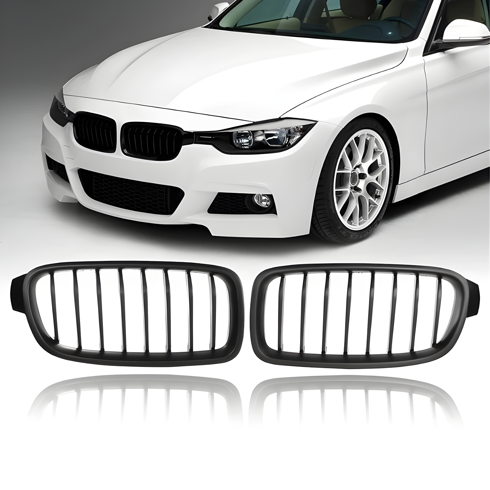 S-Dizayn Bmw 3 Serisi F30/F31/F35 Ön Panjur Böbrek Parlak Siyah Piano Black 8'li Düz Model 2012-2017