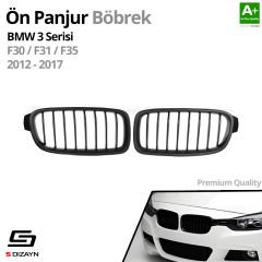 S-Dizayn Bmw 3 Serisi F30/F31/F35 Ön Panjur Böbrek Parlak Siyah Piano Black 8'li Düz Model 2012-2017