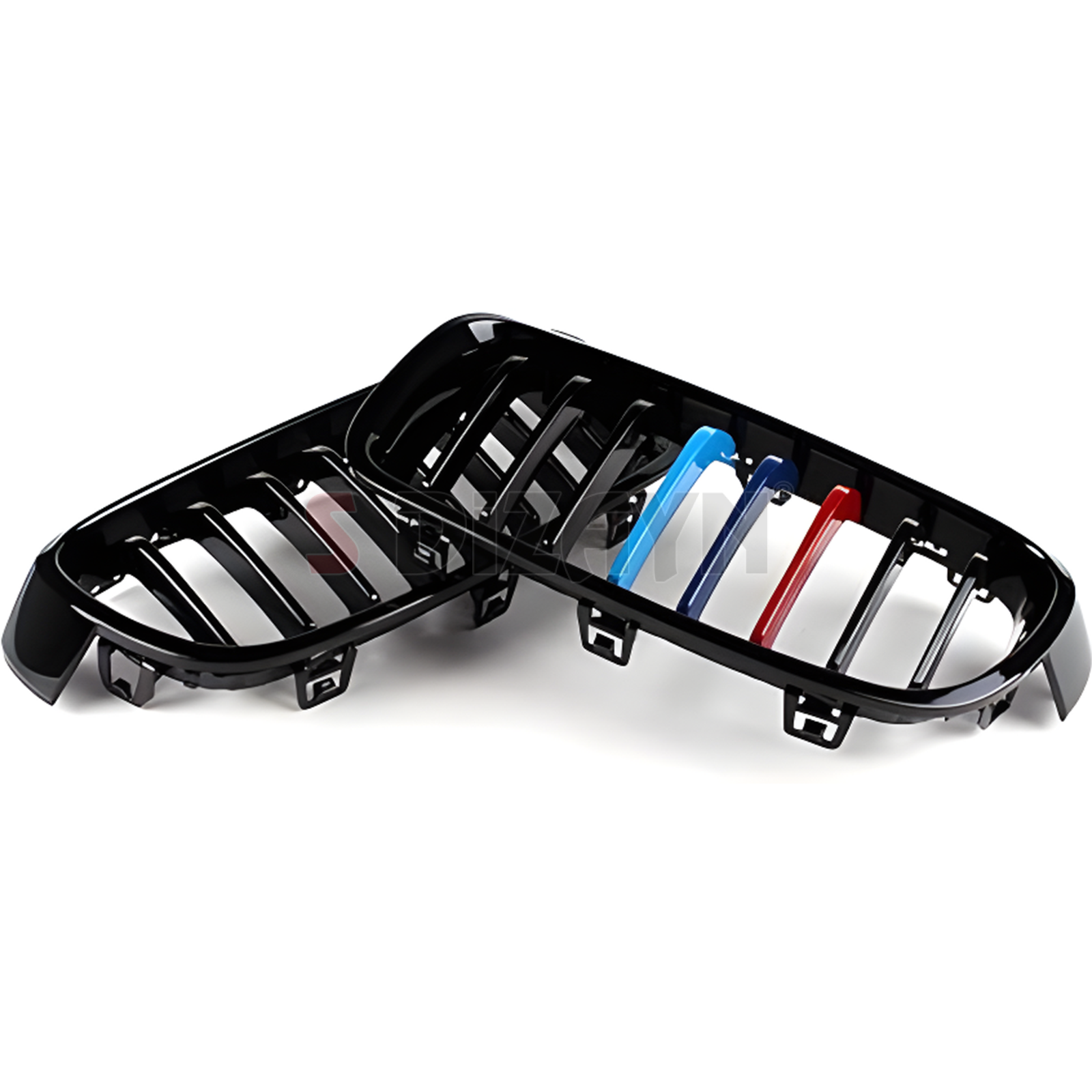 S-Dizayn Bmw 3 Serisi F30/F31/F35 Ön Panjur Böbrek Parlak Siyah Piano Black M Renkli 8'li Düz Model 2012-2017