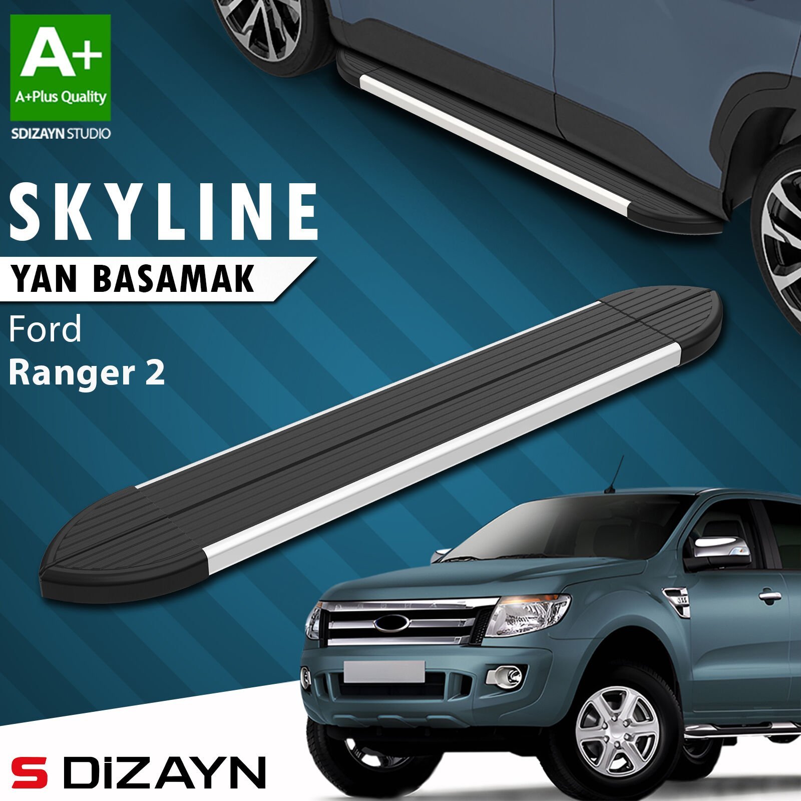 S-Dizayn Ford Ranger 2 Skyline Aluminyum Yan Basamak 193 Cm 2006-2013 A+ Kalite