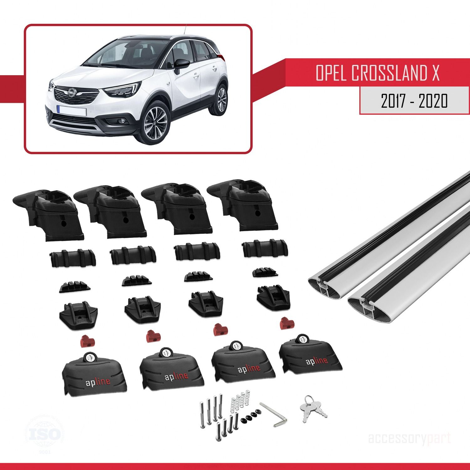 Opel CROSSLAND X 2017-2020 Arası ile uyumlu ACE-2 Ara Atkı Tavan Barı GRİ