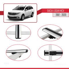 Dacia Logan MCV 2012-2020 Arası ile uyumlu Basic Model Ara Atkı Tavan Barı GRİ 3 ADET