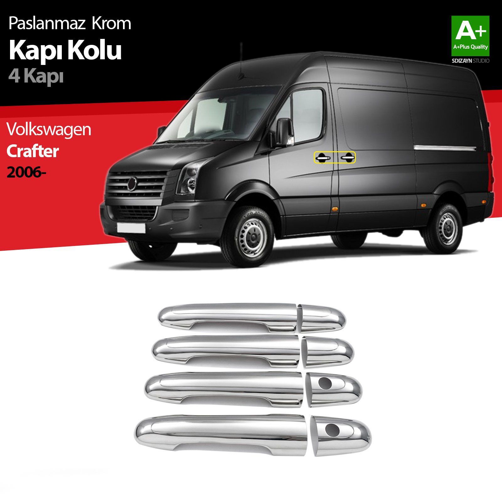 Volkswagen Crafter Uyumlu Krom Kapı Kolu 4 Kapı 2006 Üzeri