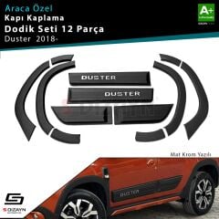 Dacia Duster 2 Kapı Koruma ve Çamurluk Kaplaması Dodik Seti Mat Krom Yazılı 12 Prç 2018-2023 Arası