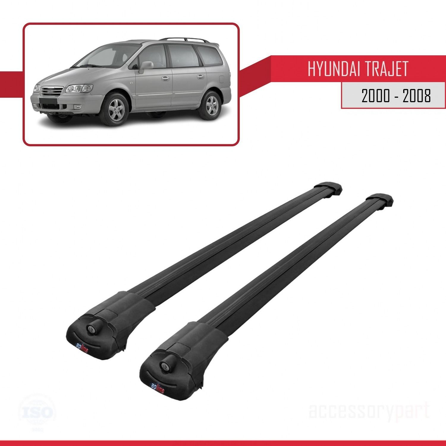 Hyundai Trajet 2000-2008 Arası ile uyumlu ACE-1 Ara Atkı Tavan Barı SİYAH