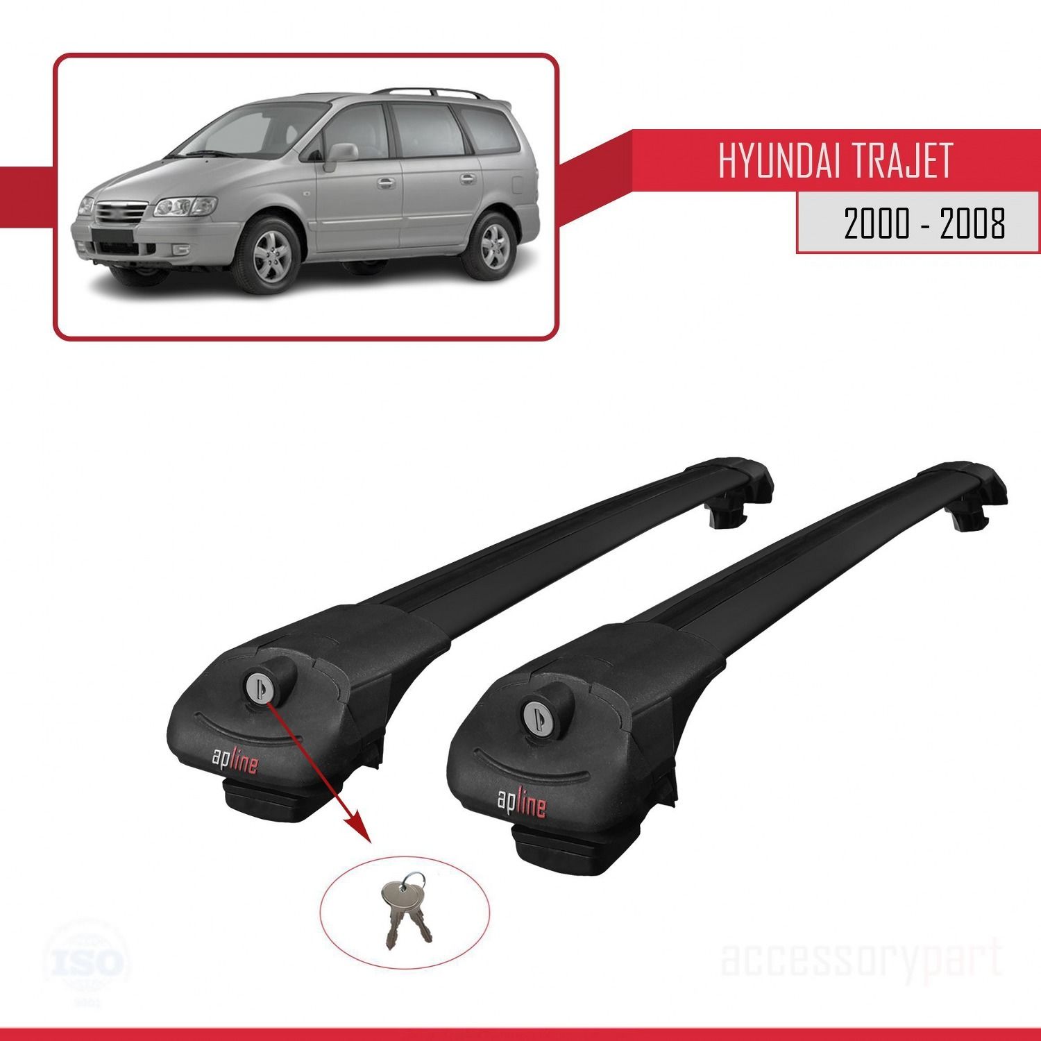 Hyundai Trajet 2000-2008 Arası ile uyumlu ACE-1 Ara Atkı Tavan Barı SİYAH