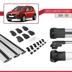 Dacia Sandero STEPWAY 2008-2012 Arası ile uyumlu ACE-1 Ara Atkı Tavan Barı GRİ 3 ADET BAR