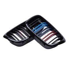 S-Dizayn Bmw 5 Serisi E39 Ön Panjur Böbrek Parlak Siyah Piano Black M Renkli M5 Model 1996-2003