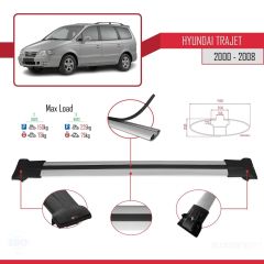 Hyundai Trajet 2000-2008 Arası ile Uyumlu FLY Model Ara Atkı Tavan Barı GRİ