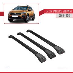 Dacia Sandero STEPWAY 2008-2012 Arası ile uyumlu ACE-1 Ara Atkı Tavan Barı SİYAH 3 ADET BAR