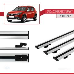 Dacia Sandero STEPWAY 2008-2012 Arası ile uyumlu Basic Model Ara Atkı Tavan Barı GRİ 3 ADET