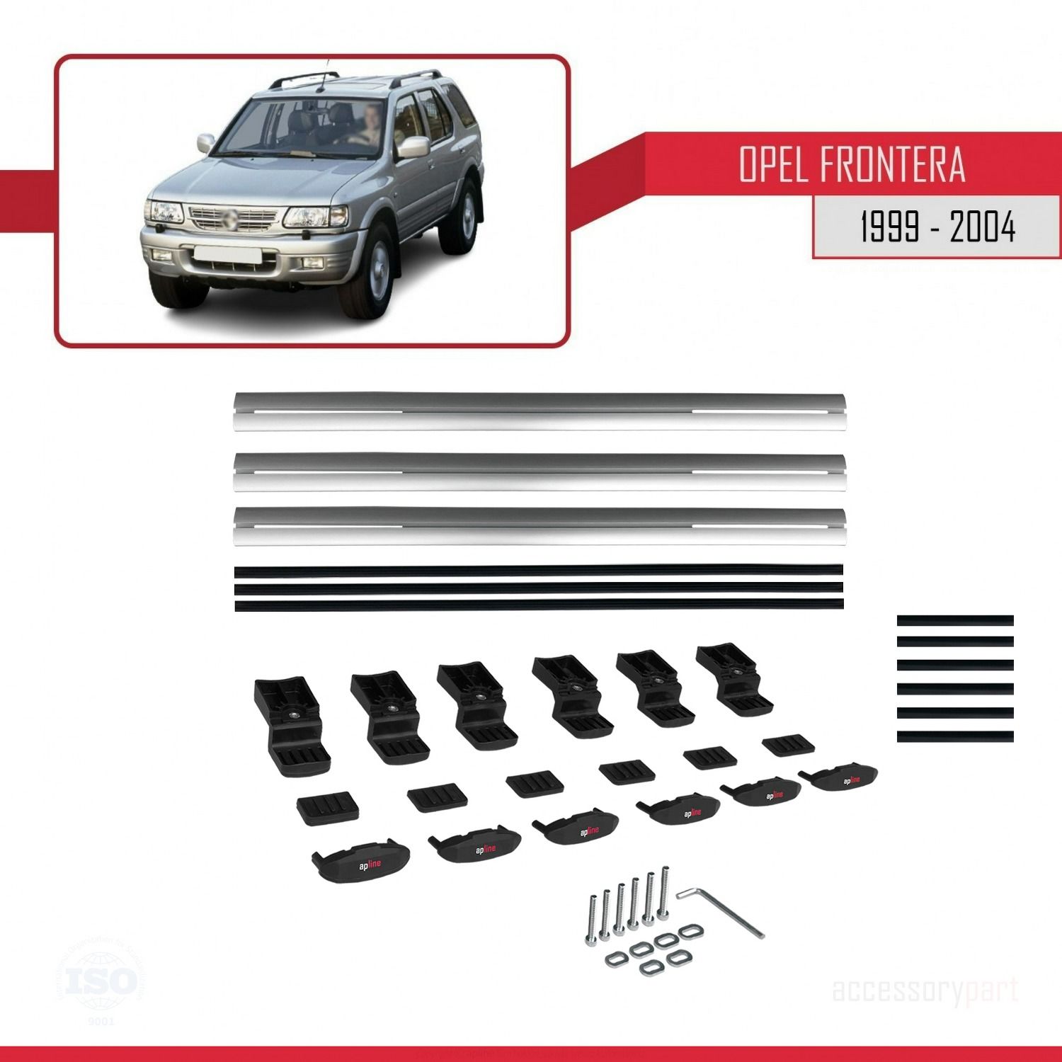 Opel Frontera 1999-2004 Arası ile uyumlu Basic Model Ara Atkı Tavan Barı GRİ 3 ADET