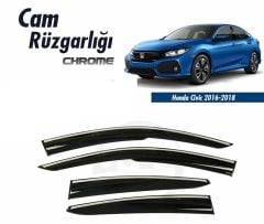 Honda Civic Uyumlu Fc5 Kromlu Cam Rüzgarlığı 2016+ Sunplex Krom Rüzgarlı