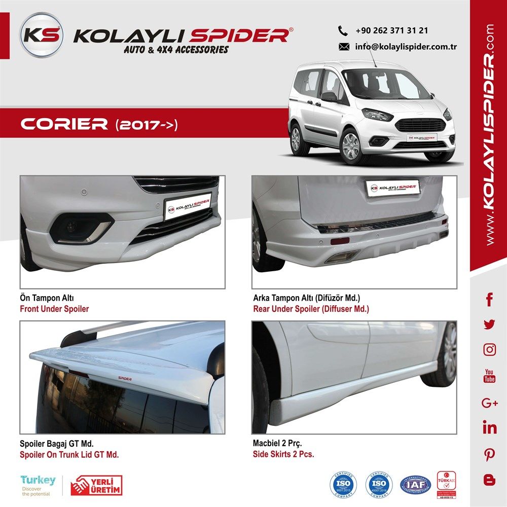 Ford Courier Ayna Kapağı Abs Krom 2 Prç 2017 ve Sonrası