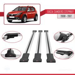 Dacia Sandero STEPWAY 2008-2012 Arası ile Uyumlu FLY Model Ara Atkı Tavan Barı GRİ 3 ADET BAR