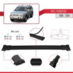 Opel Frontera 1999-2004 Arası ile Uyumlu FLY Model Ara Atkı Tavan Barı SİYAH 3 ADET BAR