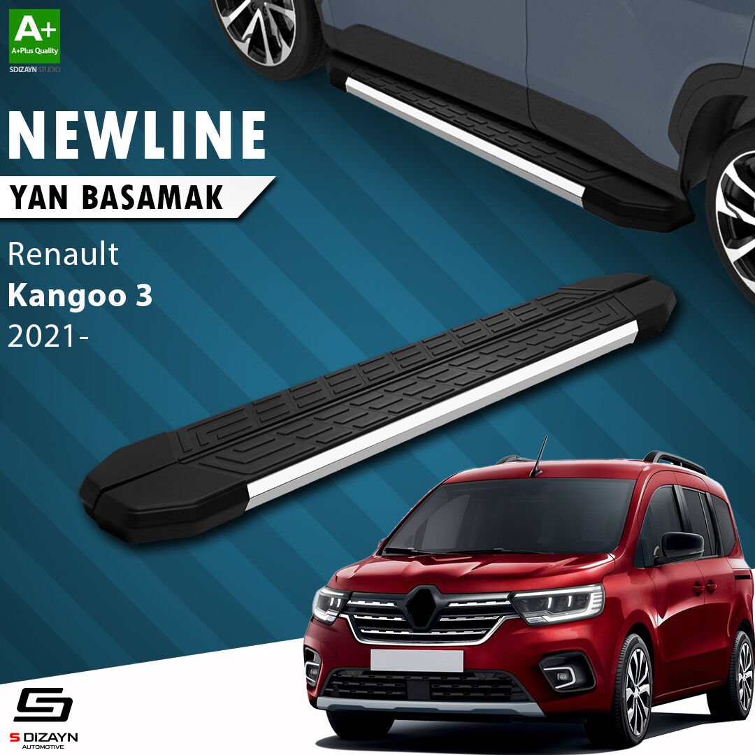 S-Dizayn Renault Kangoo 3 Uzun Şase NewLine Krom Yan Basamak 223 Cm 2021 Üzeri A+ Kalite