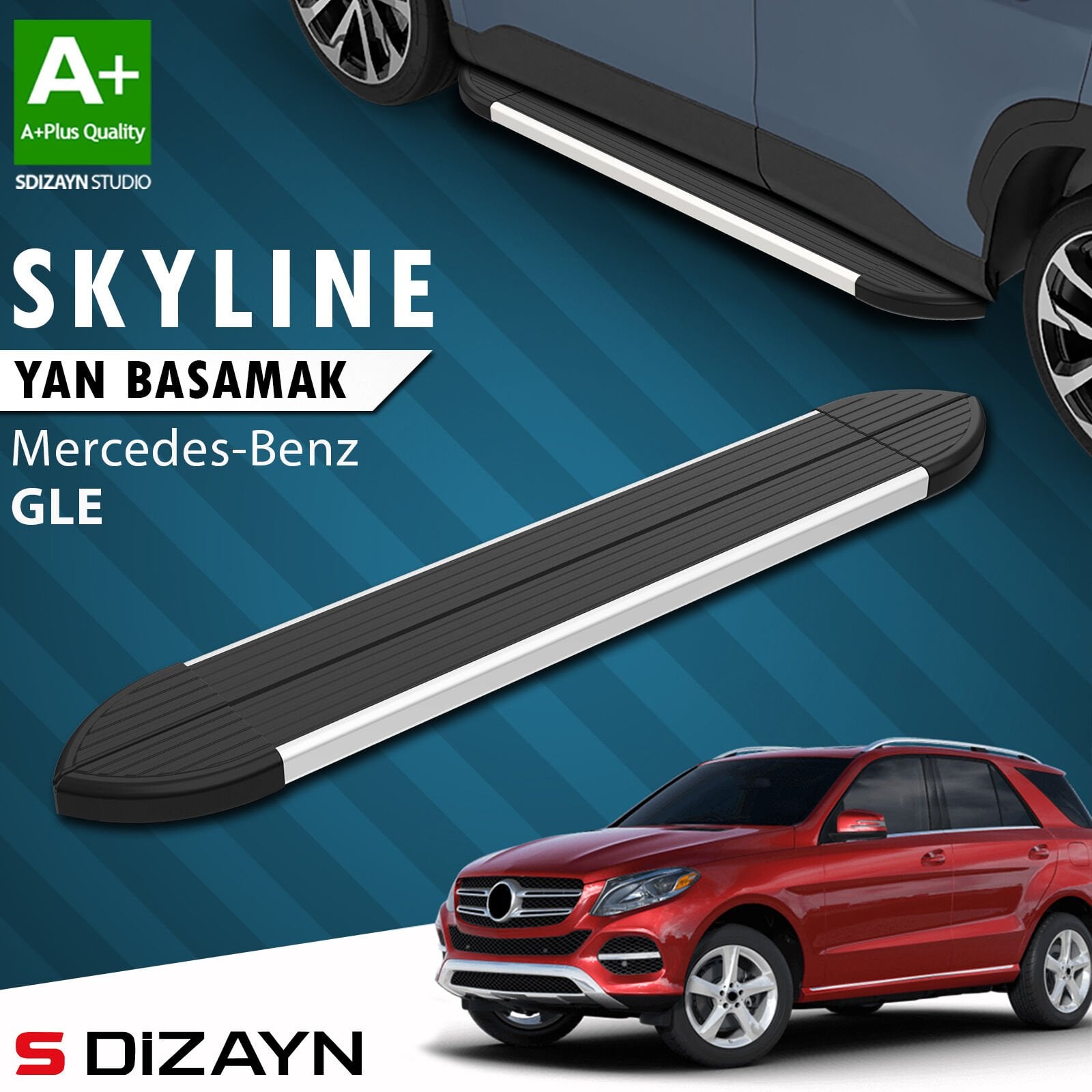 S-Dizayn Mercedes GLE W166 Skyline Aluminyum Yan Basamak 193 Cm 2012-2019 A+ Kalite