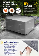 Mobilya Masa Sandalye Bahçe Koruma Kılıf Örtüsü Gri 320x200x75cm Su Geçirmez