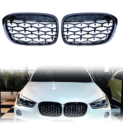 S-Dizayn Bmw X1 F48/F49 Ön Panjur Böbrek Parlak Siyah Piano Black Diamond Model 2016 Üzeri