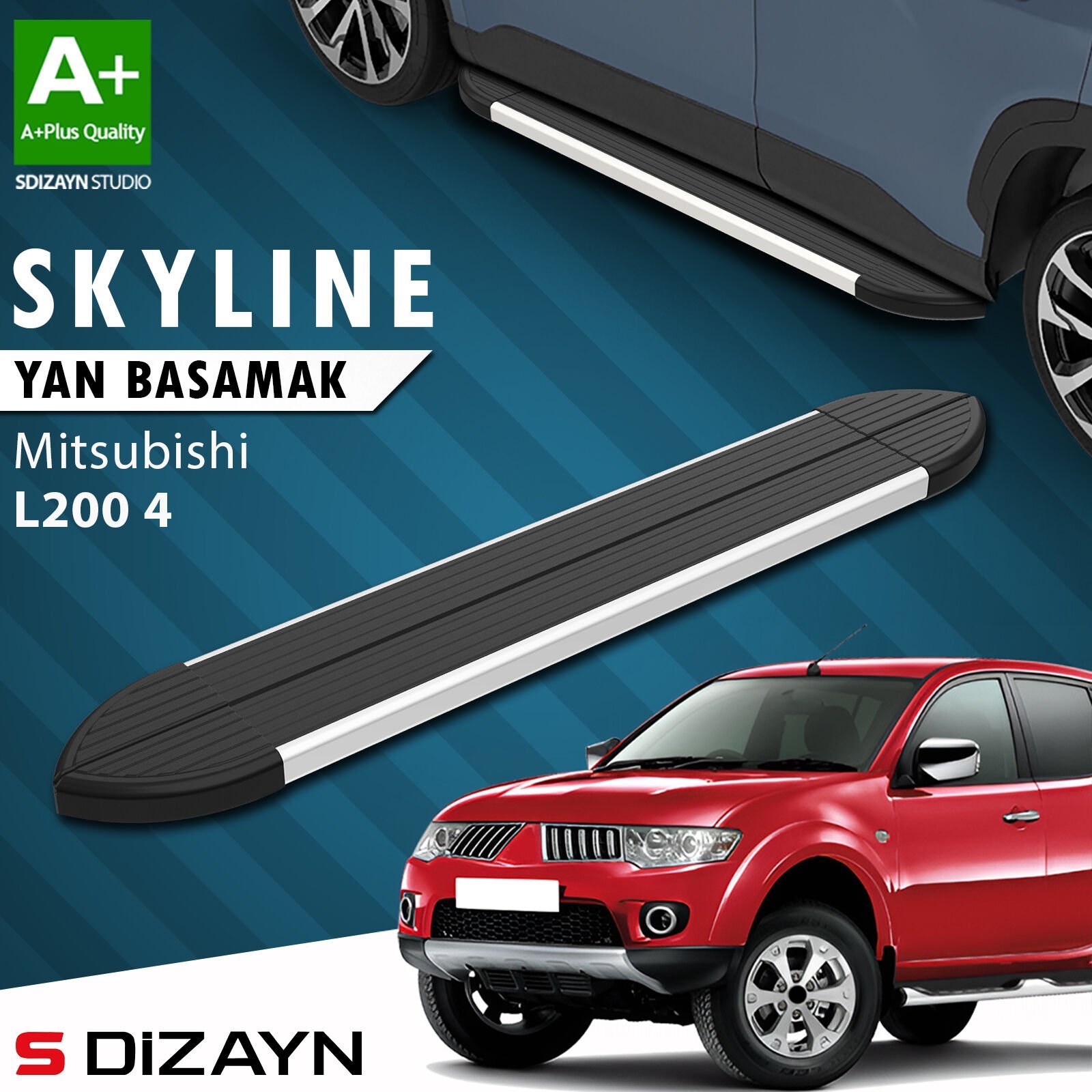 S-Dizayn Mitsubishi L200 4 Skyline Aluminyum Yan Basamak 193 Cm 2006-2015 A+ Kalite