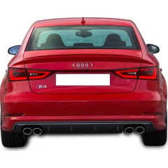 Audi A3 Uyumlu 8V (2017-2019) S3 Style Arka Tampon Difüzör (Plastik)