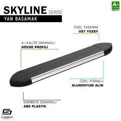 S-Dizayn Mitsubishi L200 5 Skyline Krom Yan Basamak 193 Cm 2015-2019 A+ Kalite