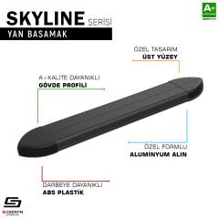 S-Dizayn Mitsubishi L200 5 Skyline Siyah Yan Basamak 193 Cm 2015-2019 A+ Kalite