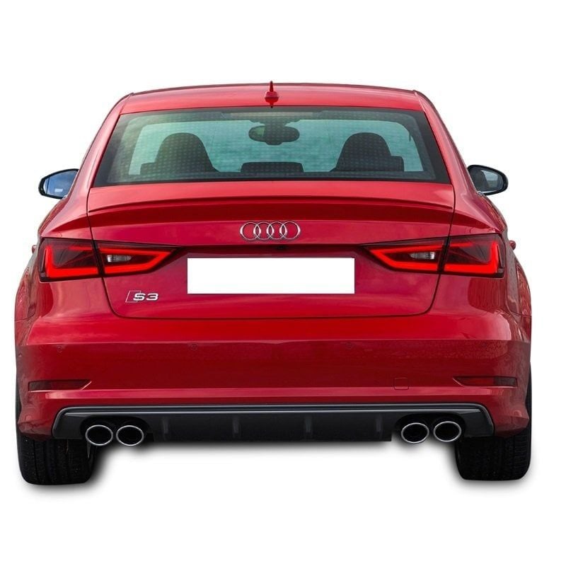 Audi A3 Uyumlu 8V Sedan 2012 - 2016 S-Line S3 Arka Tampon Eki - Difüzör (Plastik)