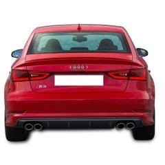 Audi A3 Uyumlu 8V Sedan 2012 - 2016 S-Line S3 Arka Tampon Eki - Difüzör (Plastik)